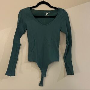 Free People Deep Teal Ribbed Bodysuit